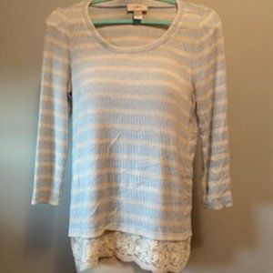 Loft Lightweight Knit Shirt with Lace edge